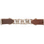 Martin Saddlery Latigo Leather Curb Strap featuring a durable stainless steel flat chain design. This high-quality western horse tack includes rich brown latigo leather ends with adjustable buckles for a precise fit. An essential piece of equestrian equipment for clear communication and style, showcasing premium craftsmanship and a classic western aesthetic.