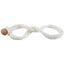 Martin Saddlery Rope Hobble featuring durable white twisted nylon rope and a hand-woven rawhide button closure. These high-quality horse hobbles are designed for secure horse training, grooming, and livestock management. A heavy-duty equestrian essential for western riders and professional horsemen, this figure-eight rope hobble offers strength and reliability for ranch work and equine restraint.