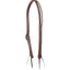 Martin Saddlery Roughout Ranahan Split Ear Headstall in Chocolate. This Western horse headstall is crafted from premium roughout leather with distinctive white contrast stitching. It features a secure split-ear design, adjustable silver-tone buckle for a custom fit, and traditional tie-bit ends. Ideal for ranch work or competitive riding, this high-quality equestrian tack combines rugged durability with classic Western style.