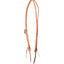 Martin Saddlery Split Ear Harness Leather Headstall featuring a natural tan finish and durable harness leather. This Western horse headstall includes classic cart buckles for easy adjustment and traditional tie ends for bit attachment. Ideal for training, ranch work, or trail riding, this high-quality leather tack offers a minimalist, professional look for any Western horse enthusiast.