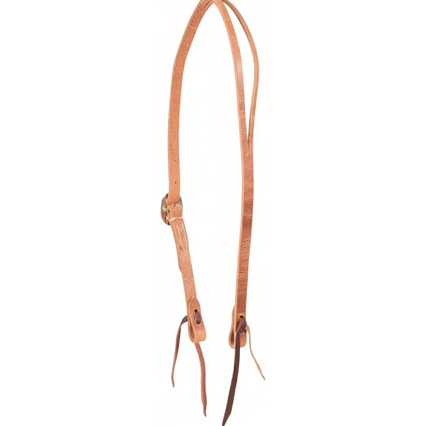 Martin Saddlery Split Ear Harness Leather Headstall featuring a natural tan finish and durable harness leather. This Western horse headstall includes classic cart buckles for easy adjustment and traditional tie ends for bit attachment. Ideal for training, ranch work, or trail riding, this high-quality leather tack offers a minimalist, professional look for any Western horse enthusiast.