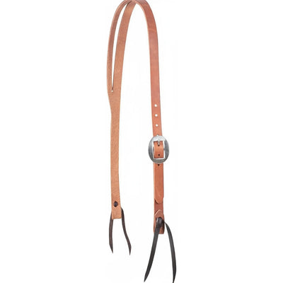 Martin Saddlery Tapered Split Ear Headstall crafted from high-quality Hermann Oak Leather in a natural russet finish. This Western horse bridle features a sleek tapered ear loop, an adjustable silver cheek buckle, and dark latigo leather bit ties. Professional-grade horse tack designed for durability and a classic look, perfect for training, ranch work, or performance in the arena.