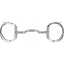 Myler 04 Stainless Steel Eggbutt horse bit with hooks featuring an MB 04 Comfort Snaffle mouthpiece. This Level 2 bit has a curved three-piece design with sweet iron and copper inlay to encourage salivation. The eggbutt rings offer stability and prevent pinching, while the integrated hooks provide subtle leverage options. High-quality silver-toned equestrian tack ideal for horses needing mild to moderate control.
