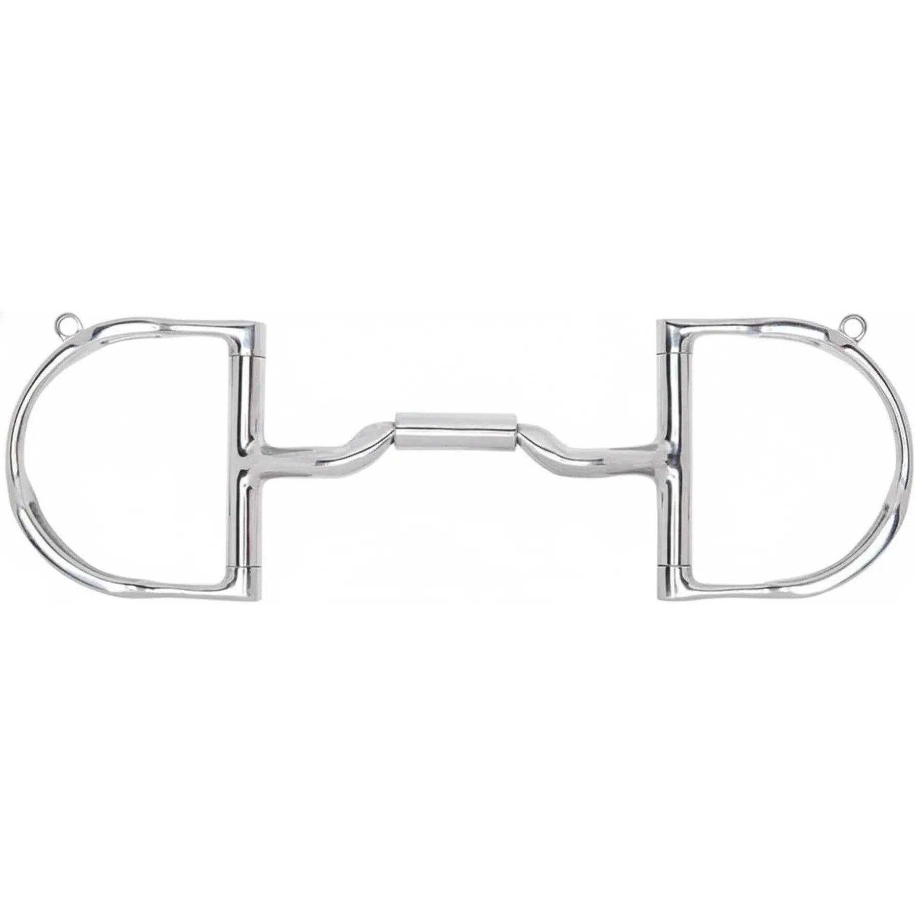 Myler 06 English Dee Bit with Hooks featuring a 5" stainless steel mouthpiece with an MB 06 Mullen Barrel Low Port and copper inlays. This high-quality horse bit provides tongue relief and a stable feel, perfect for English riding. The polished silver D-ring cheeks include integrated hooks for customized rein and bridle attachment, offering mild control for equestrian training and performance.
