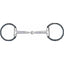 Myler 09 Black Dee Horse Bit featuring a 5-inch Level 1 Comfort Mouthpiece. This single-jointed snaffle bit is crafted from sweet iron with copper inlays to promote salivation and relaxation. The stylish black Dee rings are adorned with decorative silver studs, offering a classic look for equestrian training and riding. Perfect for horses needing a gentle, responsive bit, this high-quality horse tack combines comfort, style, and durability.