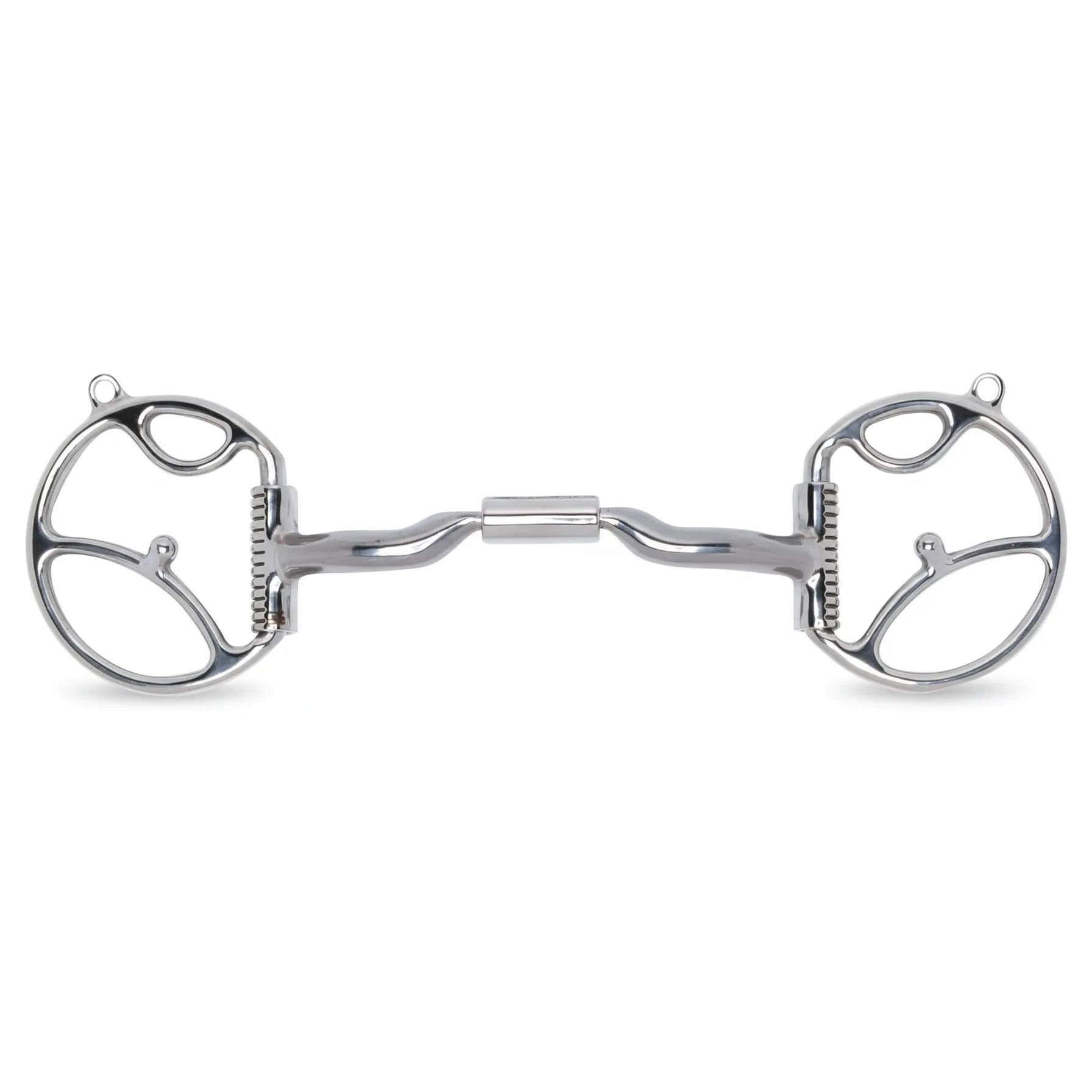 Myler 32 Western Dee Bit with Hooks featuring a 5-inch Sweet Iron MB 32 Mullen Barrel mouthpiece with copper inlay. This stainless steel Level 2 bit is designed for Western riding, offering ergonomic tongue relief and clear communication. The specialized Dee rings include integrated hooks for bridle and rein stability. Ideal equestrian tack for riders seeking comfort and performance for their horse.