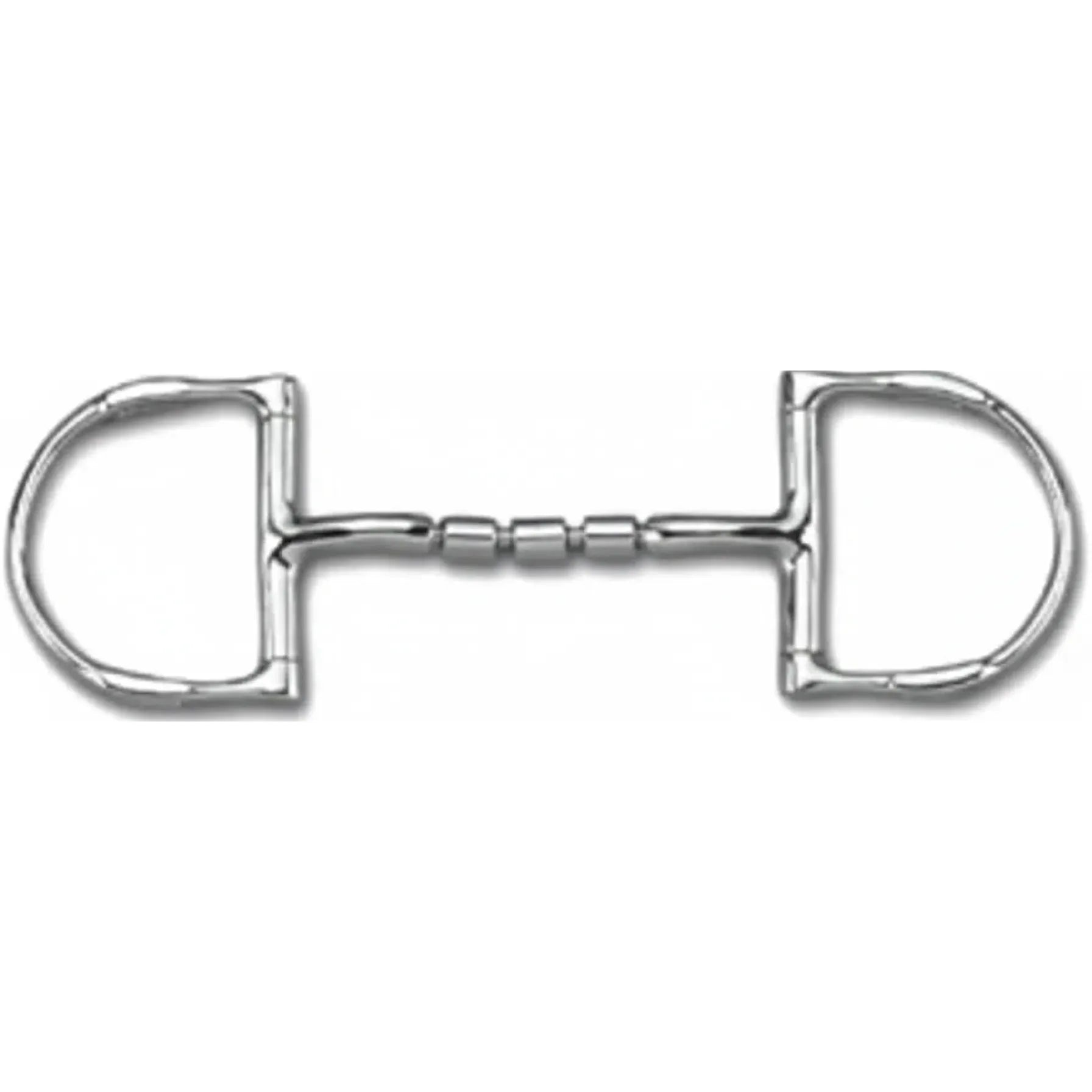 Myler 32-3 English Dee Bit with Hooks featuring a 5" Sweet Iron Mullen Triple Barrel Level 2 Mouthpiece. This polished stainless steel horse bit includes copper inlays to promote salivation and relaxation. The D-ring design with integrated hooks provides excellent lateral control and a steady feel, making it a top choice for hunter, jumper, and dressage riders. Premium equestrian tack designed for clear communication and horse comfort.