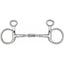 Myler 5" MB 02 Comfort Snaffle Wide Barrel Medium Baucher Bit crafted from polished stainless steel with copper inlays. This Level 1 horse bit features signature hanging cheek rings and a wide barrel mouthpiece designed for horse comfort and stability. High-quality equestrian tack ideal for gentle training and clear communication, offering a sleek professional look for any bridle setup.
