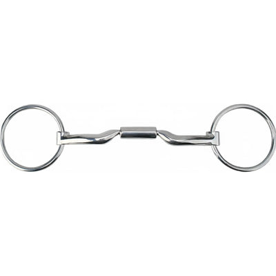 Myler Bridoon Stainless Steel Low Port Comfort Snaffle Bit MB 04 Level 2 with Copper Inlay. This high-quality 4 3/4 inch equestrian bit features a polished finish, loose ring cheekpieces, and a curved mouthpiece designed for tongue relief and gentle communication. Perfect for horse training and dressage, this ergonomic snaffle promotes relaxation and responsiveness in Level 2 horses. Professional-grade horse tack for precision riding and refined control.