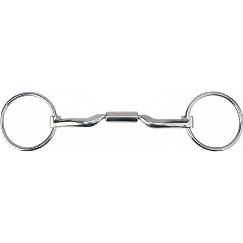 Myler Bridoon Stainless Steel Low Port Comfort Snaffle Bit MB 04 Level 2 with Copper Inlay. This high-quality 4 3/4 inch equestrian bit features a polished finish, loose ring cheekpieces, and a curved mouthpiece designed for tongue relief and gentle communication. Perfect for horse training and dressage, this ergonomic snaffle promotes relaxation and responsiveness in Level 2 horses. Professional-grade horse tack for precision riding and refined control.