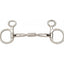 Myler MB 02 Comfort Snaffle Wide Barrel Small Baucher Horse Bit in polished stainless steel. This Level 1 equestrian training bit features a hanging cheek design for stability and a curved mouthpiece with a wide barrel to provide tongue relief and clear communication. A high-quality bit ideal for young horses or riders looking for a gentle, effective snaffle with copper inlays for salivation.