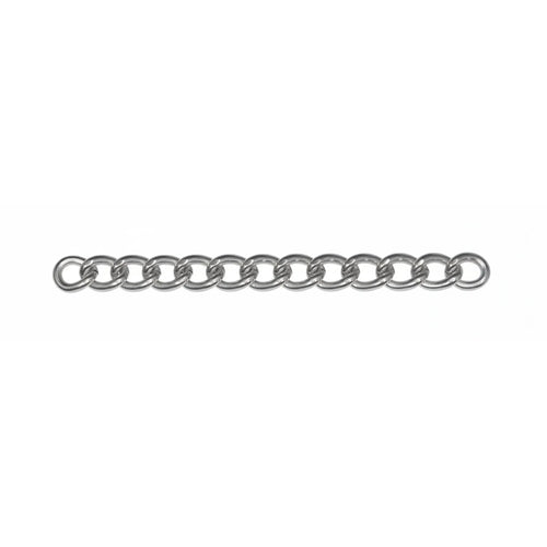 Myler Stainless Steel Single Link Curb Chain, 8.75 inches. This high-quality equestrian accessory features a polished silver finish and is specifically designed for use with shank and combination horse bits. A durable and essential piece of horse tack for precise control and communication, perfect for riders looking for professional-grade equestrian gear and bit accessories.