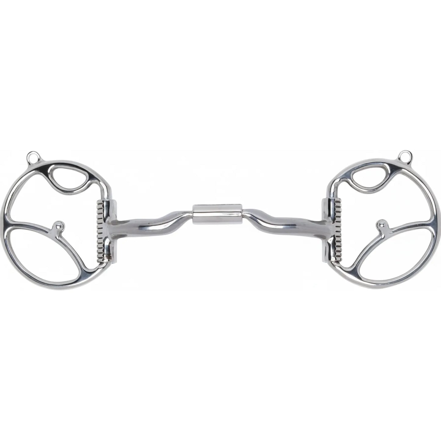 Myler Western 2 Hook Low Port Comfort Snaffle (MB 04) horse bit with a 5.5" mouthpiece. Features polished stainless steel cheeks with two hook attachment points and a curved low port mouthpiece with a rotating central barrel. Designed for independent side movement and refined communication, this professional-grade equestrian tack provides ergonomic comfort and clear signaling for Western riding and training.