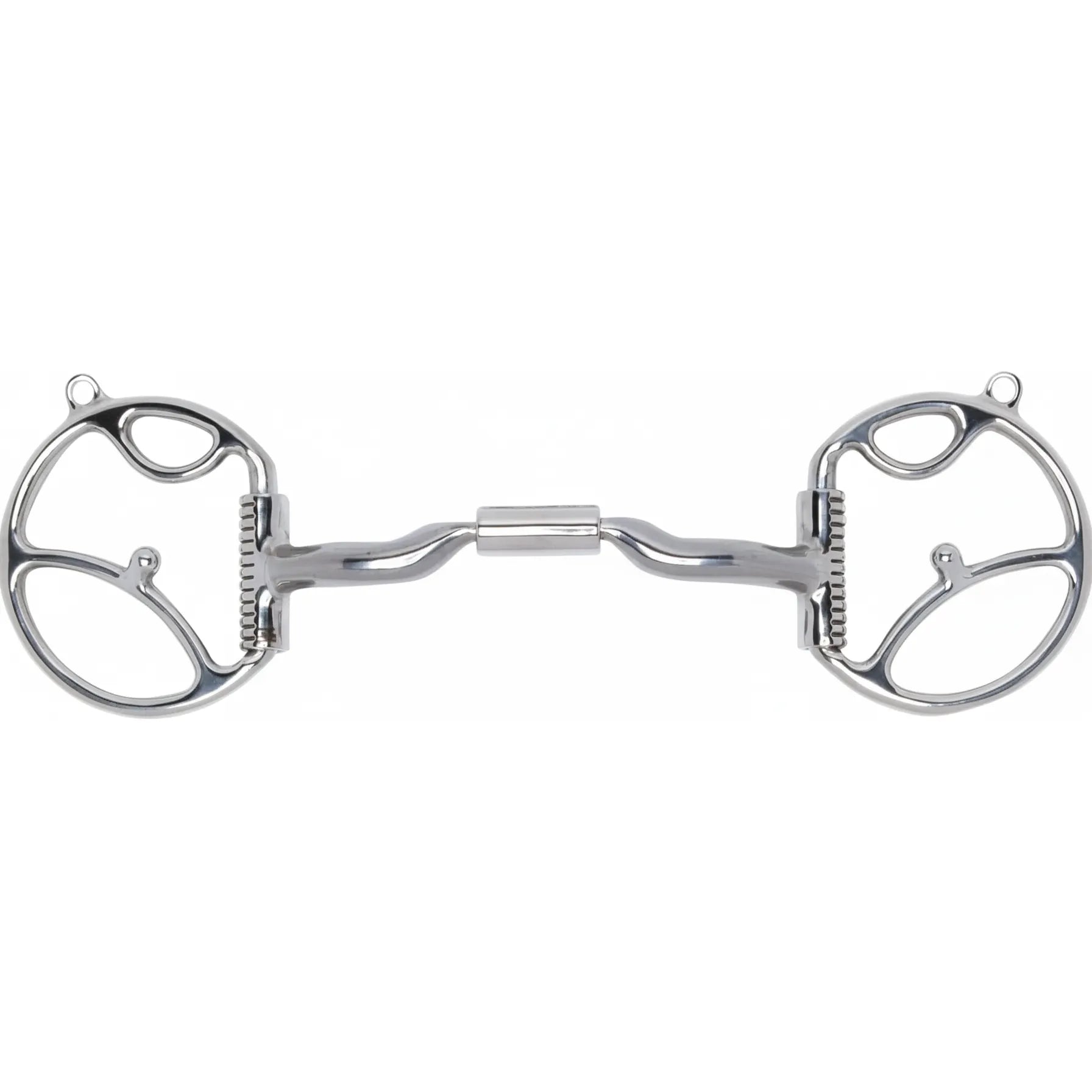 Myler Western 2 Hook Low Port Comfort Snaffle (MB 04) horse bit with a 5.5" mouthpiece. Features polished stainless steel cheeks with two hook attachment points and a curved low port mouthpiece with a rotating central barrel. Designed for independent side movement and refined communication, this professional-grade equestrian tack provides ergonomic comfort and clear signaling for Western riding and training.