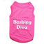 Parisian Pet Barking Diva Embroidered Dog T-shirt in vibrant hot pink. This premium 100% cotton pet tank top features the words "Barking Diva" in bold white embroidery with a small star accent. A stylish and comfortable piece of pet apparel for small and large dogs alike, perfect for fashion-forward pups. Available in multiple sizes from XXS to 5XL.