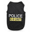 Black Parisian Pet Police K9 Embroidered Dog T-Shirt crafted from soft 100% cotton. This sleeveless pet tank top features bold white "POLICE" lettering above a yellow embroidered patch displaying "K-9 UNIT". Ideal for a professional law enforcement look, this stylish dog apparel is perfect for everyday wear or costumes. A must-have accessory for your canine partner, offering comfort and durability in a classic police-themed design.