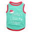 Parisian Pet Santa's Little Helper Christmas Dog and Cat T-Shirt in teal with vibrant red trim. This festive 100% cotton pet tank top features high-quality embroidered white script text, a cute red Santa hat, and paw print accents. Perfect for holiday photos and seasonal parties, this comfortable pet holiday apparel is a must-have for small to medium dogs and cats looking to spread Christmas cheer.
