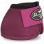 Professional's Choice Ballistic No-Turn Bell Boots in Wine. These medium horse overreach boots feature durable ballistic nylon for maximum hoof and heel protection. Designed with a soft black padded collar for comfort, a secure hook-and-loop strap, and the signature Professional's Choice logo. Stylish and functional equestrian gear perfect for preventing overreach injuries during training or turnout.