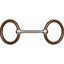 Professional's Choice Bob Avila Snaffle Horse Bit with a 5 1/4" twisted sweet iron mouthpiece and 3" dark brown rings. This high-quality loose ring snaffle is essential western horse tack designed to encourage salivation and light responsiveness. The sweet iron naturally oxidizes for a taste horses love, making it perfect for training or everyday riding. A durable and effective bit for any equestrian's collection.