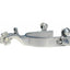Professional's Choice Brittany Pozzi Floral Row Spur in polished stainless steel. This western performance spur features a wide heel band, a curved neck with a chap guard, and a decorative floral-shaped scalloped rowel. Designed for precision and style, it includes swinging buttons for easy attachment of spur straps. Ideal for barrel racing and western equestrian competition, these spurs combine professional-grade durability with a unique, elegant floral design.