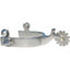 Professional's Choice Brittany Spur featuring a 3/4-inch stainless steel band and a blunt 12-point rowel. This high-quality western spur includes a curved shank and classic buttons for easy strap attachment. Ideal for precise cues and professional horse riding, these silver equestrian spurs offer durability and style for competitive or recreational western riders.