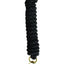 Professional's Choice 10ft black cotton lead rope for horses, featuring a thick, soft-braided 100% natural cotton construction for a comfortable grip. This durable equestrian lead includes high-quality solid brass hardware for secure attachment. Ideal for daily horse handling, training, and stable use.