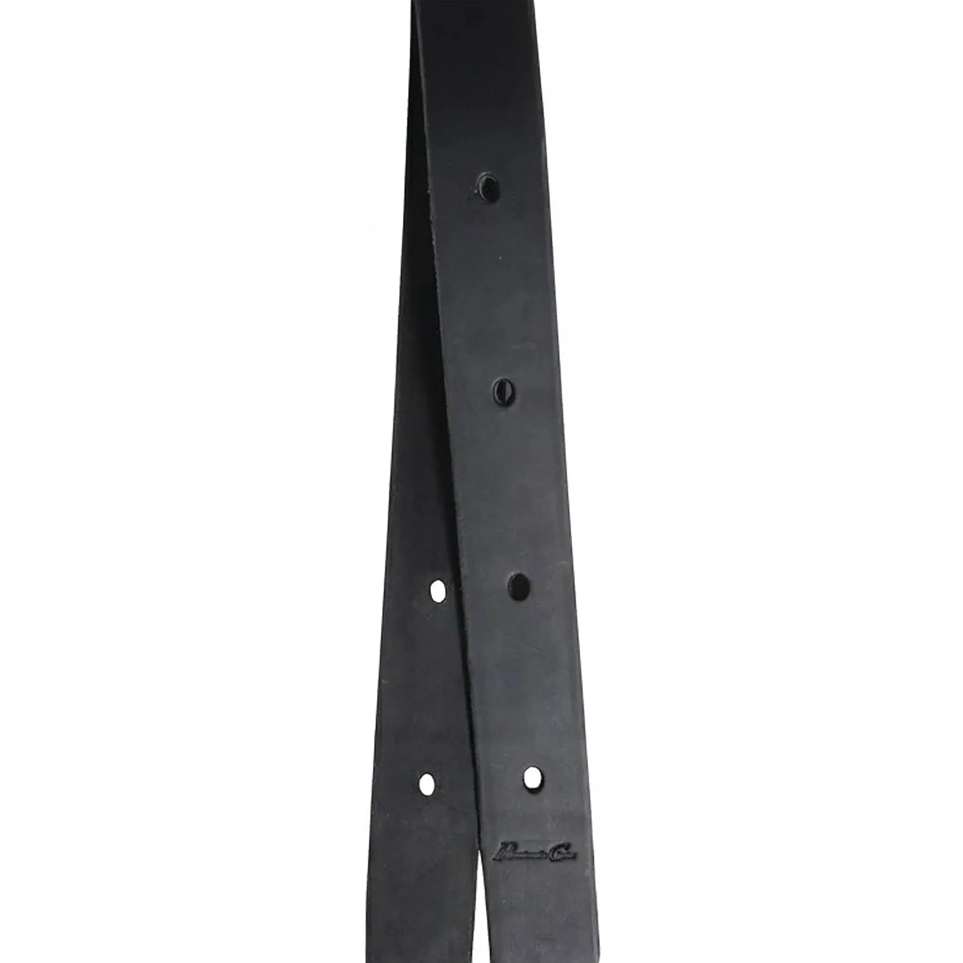 Professional's Choice Double-Stitched Leather Off Billet in black. This high-quality 1 3/4" x 5 1/2' western saddle strap features durable leather construction with reinforced double-stitching and multiple pre-punched adjustment holes. The embossed Professional's Choice logo adds a professional touch to this essential horse tack equipment, perfect for reliably securing a western cinch.