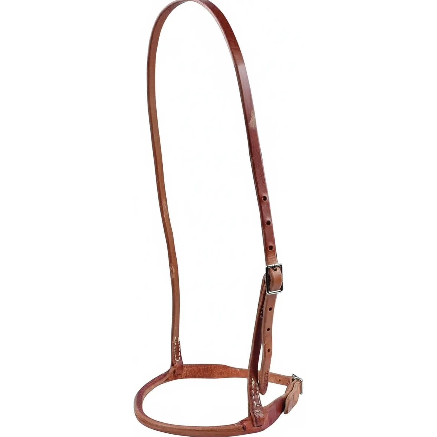 Professional's Choice Half Round Caveson with Buckle 8028HL crafted from premium Hermann Oak leather in a classic medium oil finish. This high-quality Western horse noseband features an adjustable buckle and a sleek half-round design for a professional look and fit. Durable, American-made horse tack ideal for daily training or performance showing.