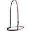 Professional's Choice Hand Laced Double Rope Noseband featuring a 1/4" white lariat rope and a rich burgundy latigo leather cover with intricate hand-stitched detailing. This durable equestrian training tool includes an adjustable crown strap with a polished stainless steel buckle for a custom fit. Designed for precision and control, this high-quality horse tack is ideal for western riders seeking professional-grade performance and style. Product 8706.