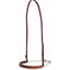 Professional's Choice Lariat Rope Noseband (8148) featuring premium 3/4" Hermann Oak leather in rich chestnut and a 1/2" hand-tied crown. This Western horse training tack includes a white braided lariat rope noseband with a protective stitched leather cover and an adjustable silver-tone buckle for a custom fit. High-quality, durable equestrian equipment designed for precise control and comfort during training or daily riding.
