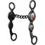 Professional's Choice Sunflower western curb bit featuring an antique steel finish with decorative silver and copper sunflower conchos on the shanks. This high-quality horse bit includes a chain mouthpiece and detailed engraving, offering a stylish and functional piece of equestrian tack for western performance or show riding.