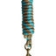 Professional's Choice 10 ft Poly Cotton Horse Lead Rope featuring a thick braided tan and turquoise design. This high-quality equestrian accessory includes a heavy-duty brass swivel snap and a durable metal end cap for secure handling. Stylish and functional horse lead rope perfect for training, leading, and trailering. A must-have piece of equestrian tack for horse owners.