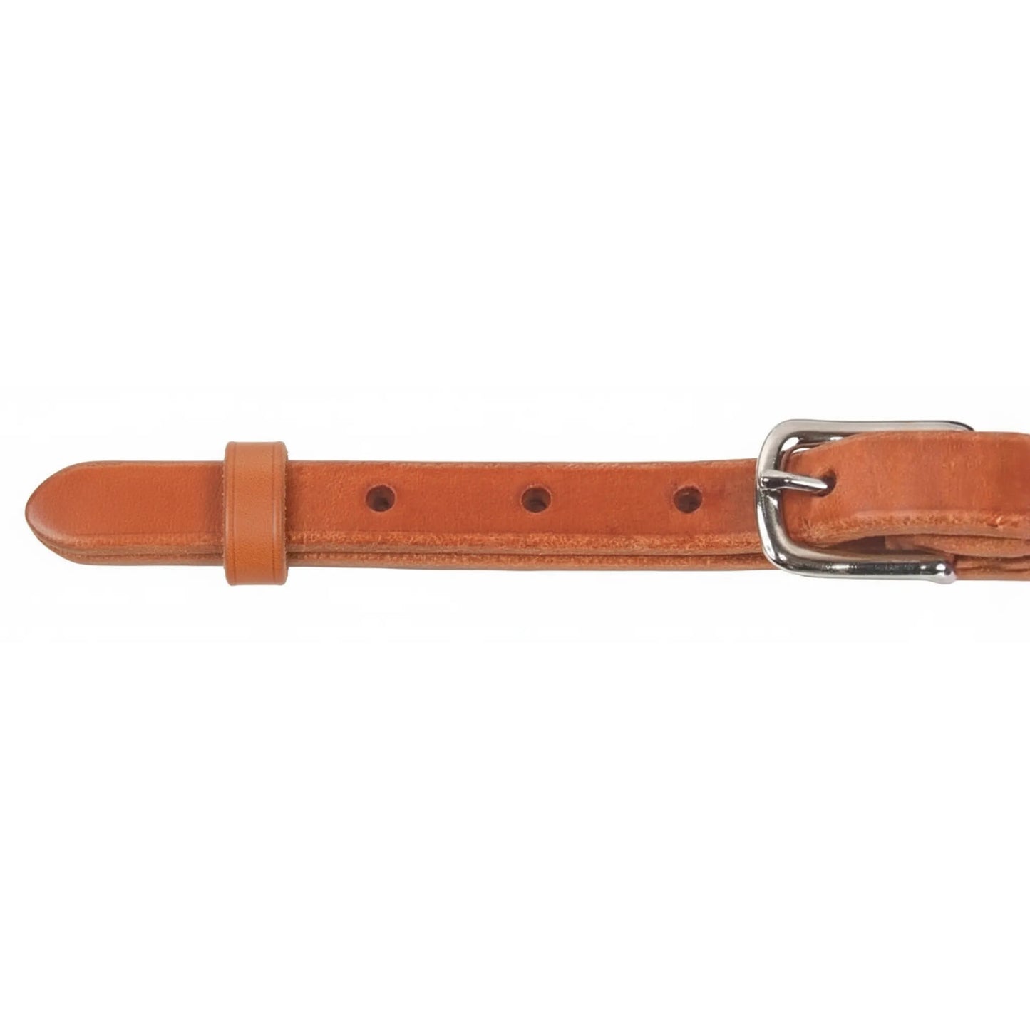 Professional's Choice Snaffle Curb Strap crafted from premium tan Hermann Oak leather. This 6.5-inch western horse tack accessory features a classic silver-toned buckle and pre-punched holes for easy adjustment. Durable and high-quality equestrian gear made in the USA, perfect for adding control and style to your snaffle bridle. Essential leather horse equipment for professional training and trail riding.