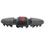 Professional's Choice Tail Tamer Soft Touch Flex Massager in black. This flexible rubber horse grooming and therapeutic tool features soft rubber nubs for massaging and cleaning. Its ergonomic design includes a black nylon hand strap with a red heart detail, making it perfect for equine massage therapy, shedding, and daily grooming. A versatile addition to any horse grooming kit, providing comfort and relief for your horse.