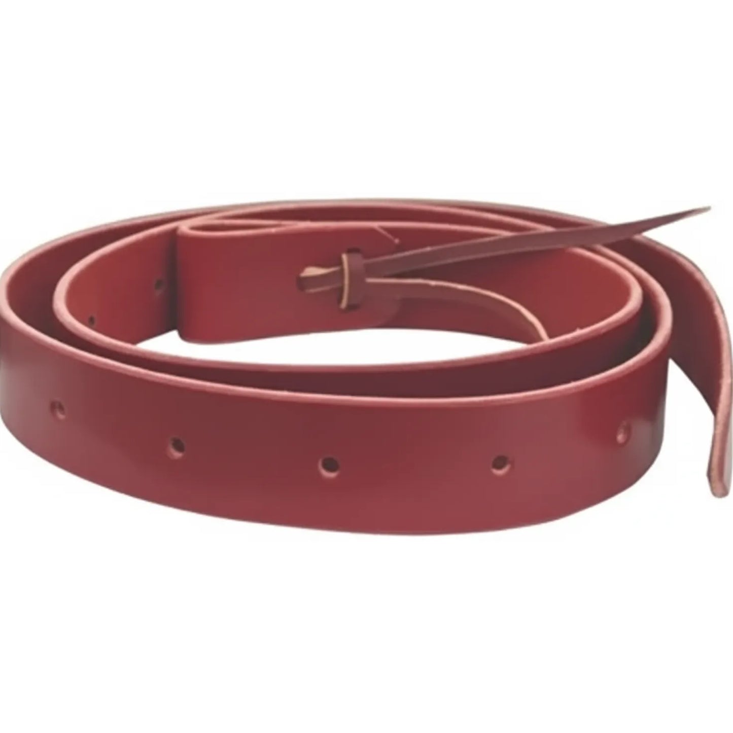 Professional's Choice Ultimate Cinch Tie Strap in rich burgundy Latigo leather. This 1 3/4" x 75" heavy-duty 10 oz strap features pre-punched holes and a smooth finish, making it a durable tack essential for Western horse saddles. Ideal for competitive riders and trail enthusiasts, this high-quality equestrian accessory ensures a secure and reliable fit for your cinch. Perfect for upgrading your horse riding gear with premium leather craftsmanship.
