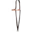 Professional's Choice War Bonnet horse training aid, crafted with a light tan harness leather noseband and heavy-duty brown nylon webbing. This horse-size equestrian gear features durable white stitching, silver metal rings, and an adjustable buckle strap for a secure fit. Designed for western training and performance, this tool helps refine responsiveness and head carriage during schooling or daily exercise.