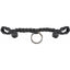 Rattler Jerkline Bit Hobble featuring black flat-braided mule tape construction and a central silver O-ring. Designed for calf roping, this durable horse tack offers reinforced end loops for secure bit attachment. Ideal for rodeo athletes and performance horse training, this high-strength jerkline hobble combines functionality with a sleek professional aesthetic. Must-have gear for serious calf ropers and equestrian tack enthusiasts.