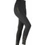 Shires Aubrion Porter Maids Winter Riding Tights in black, featuring a side phone pocket with gold branding and silicone grip on the inner legs for equestrian stability. These fleece-lined riding leggings include stylish gold-patterned ankle cuffs and a high-waist design, perfect for keeping young riders warm in the saddle during winter.