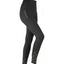 Aubrion Porter Winter Riding Tights in black, featuring thermal fleece lining for cold-weather equestrian activities. These high-waisted leggings include a silicone full seat grip for stability in the saddle, a secure thigh phone pocket with elegant gold "AUBRION" branding, and decorative gold logo accents at the ankles. Stylish and functional winter horse riding gear designed for performance and comfort in the stable and the saddle.