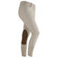 Shires Aubrion Suffolk Childs Breeches in classic beige. These stylish kids' horse riding pants feature a flattering Euro seat and durable dark brown Clarino knee patches for added grip. Crafted from flexible cotton Lycra with a double-button waist and functional front pockets, they are perfect for pony club, horse shows, or daily schooling. A professional and comfortable choice for young equestrians.