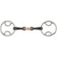 Shires Black Sweet Iron Bevel Bit featuring a double-jointed mouthpiece with a central copper lozenge to encourage salivation and a soft mouth. The bit includes durable stainless steel bevel rings with inner loops for varied rein and bridle attachment, providing mild leverage. A high-quality piece of equestrian tack designed for precise communication and control, perfect for riders seeking a balanced sweet iron and copper horse bit.
