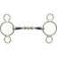 Shires Blue Sweet Iron Two Ring Gag horse bit featuring an anatomical double-jointed lozenge mouthpiece. The deep blue sweet iron bars are designed to encourage salivation, paired with a central brass lozenge and polished stainless steel rings. This equestrian tack offers mild leverage for enhanced control and precision, making it a versatile choice for show jumping, eventing, or everyday training.