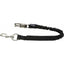 Shires Bungee Breakaway Trailer Tie in black, featuring a shock-absorbing elasticized cord and durable nylon webbing. This horse safety tie includes a silver panic release clip for quick detachment and a heavy-duty trigger snap. Ideal for use in horse trailers or stables, this bungee tie provides flexibility and reduces pressure, making it an essential piece of equestrian safety gear for traveling or grooming.