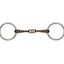 Shires Copper Lozenge Sweet Iron Loose Ring Snaffle with Raised Ribs (#510R). This equestrian horse bit features stainless steel loose rings and a double-jointed mouthpiece with copper inlay ribs and a central copper lozenge to encourage salivation. Perfect for horse training, the sweet iron and copper design provides a gentle, responsive feel for sensitive horses. A high-quality addition to any bridle setup.