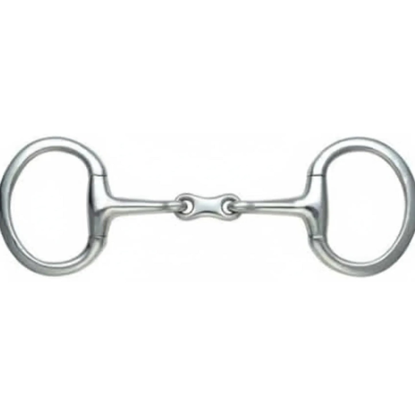 Shires French Link Eggbutt Stainless Steel Horse Bit featuring a polished silver finish and fixed eggbutt rings to prevent pinching. The double-jointed mouthpiece with a flat French link center provides a gentle, stable feel for sensitive horses. This high-quality equestrian tack essential is perfect for dressage or general schooling, offering precise communication and comfort. Durable, rust-resistant stainless steel ensures long-lasting performance.