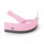 Weaver Leather 2-in-1 Sweat Scraper & Curry Comb in a vibrant pink finish. This versatile horse grooming tool features a serrated top edge for curry combing and shedding, paired with a smooth grey rubber bottom edge for efficient sweat and water removal. Its curved design and ergonomic handle offer a comfortable grip, making it an essential multi-functional accessory for equine care and grooming kits.