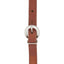 Weaver Leather Canyon Rose Harness Leather Curb Strap with durable stainless steel hardware. This adjustable brown leather horse tack accessory is designed for secure bit attachment and long-lasting performance in western riding. A high-quality addition to any equestrian's collection, featuring premium leather and corrosion-resistant hardware.
