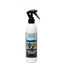 Terrain D.O.G. Enzymatic Pet Stain and Odor Remover 8oz spray bottle. This Weaver Leather cleaning solution features a white bottle with a black trigger and a label showing a hiker and dog in a mountain landscape. The enzymatic formula effectively targets and removes tough pet stains and smells from fabrics and gear. Perfect for active pet parents who need a reliable, travel-sized odor neutralizer for home, car, or trail.