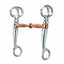 Weaver Leather Copper-Plated Tom Thumb Western Bit featuring a 5-inch jointed mouthpiece and 6-inch stainless steel cheeks. This classic training bit combines mild leverage with a copper-plated mouth to promote salivation and bit acceptance. A versatile piece of horse tack for Western riding and trail training, designed with a high-shine silver finish and durable construction for everyday use.