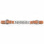 Weaver Leather Double Flat Link Curb Strap crafted from premium russet harness leather with a durable chrome plated chain. This western horse tack features double-row flat links in the center and adjustable leather ends with round silver buckles and keepers. High-quality equestrian accessory for bit control, perfect for training or competition.